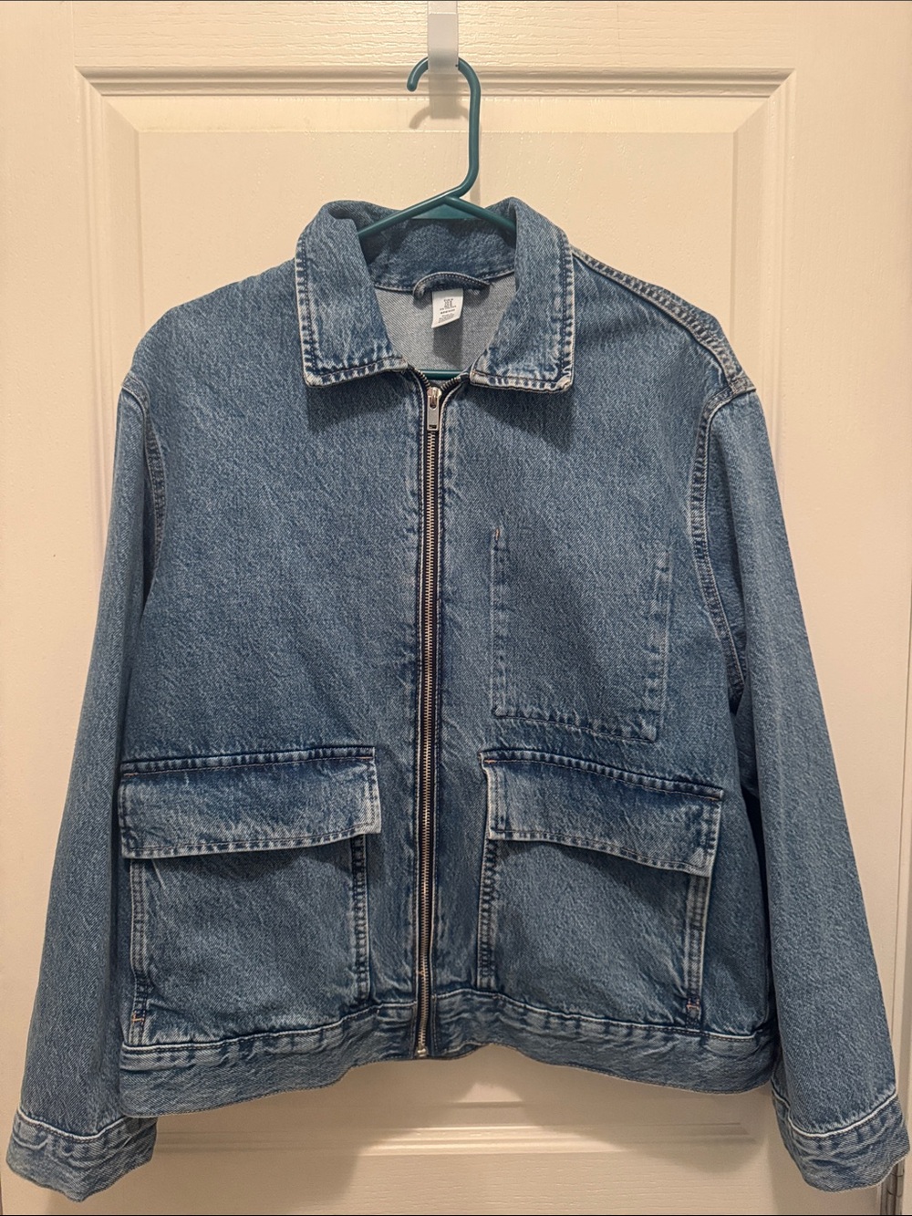 H&M Light Blue Denim Zip Jacket